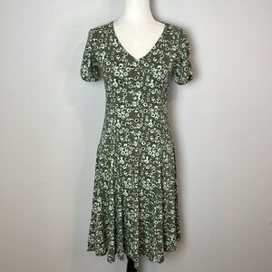 Nwt Fransa Green Floral Short Sleeve Skater Dress Sz SM